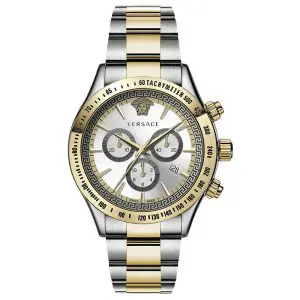 Versace Men’s Quartz Swiss Made Two Tone Stainless Steel Silver Dial 44mm Watch VEV700519 UAE DUBAI AJMAN SHARJAH ABU DHABI RAS AL KHAIMA UMM UL QUWAIN ALAIN FUJAIRAH