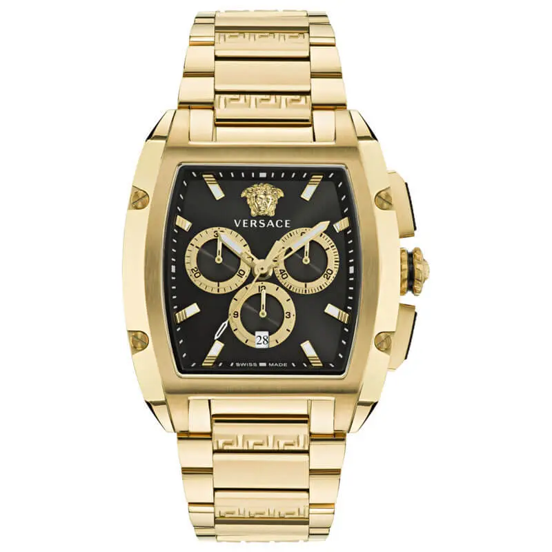 Versace Men’s Quartz Swiss Made Gold Stainless Steel Black Dial 42mm Watch VE6H00523 UAE DUBAI AJMAN SHARJAH ABU DHABI RAS AL KHAIMA UMM UL QUWAIN ALAIN FUJAIRAH