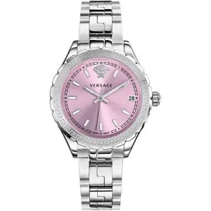Versace Women’s Quartz Swiss Made Silver Stainless Steel Pink Dial 35mm Watch V12010015 UAE DUBAI AJMAN SHARJAH ABU DHABI RAS AL KHAIMA UMM UL QUWAIN ALAIN FUJAIRAH