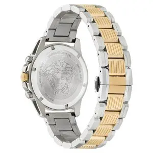 Versace Men’s Quartz Swiss Made Two Tone Stainless Steel Silver Dial 45mm Watch VE3J00522