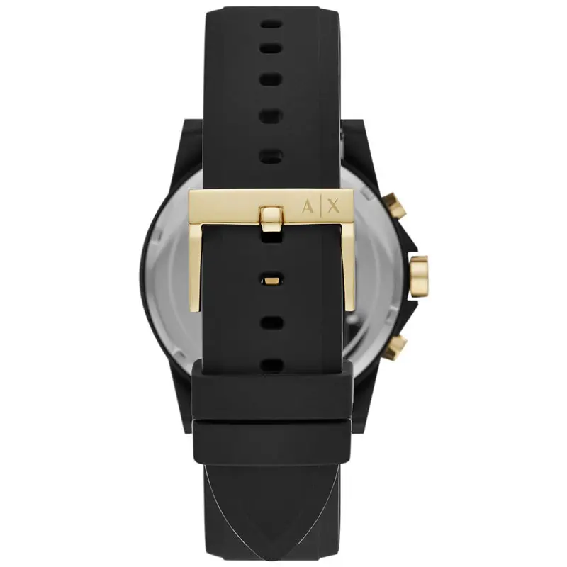 Armani Exchange Men’s Quartz Black Silicone Strap Black Dial 44mm Watch AX7105