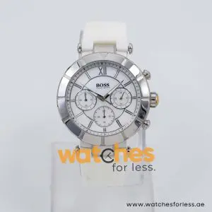 Hugo Boss Women’s Quartz White Silicone Strap Mother Of Pearl Dial 40mm Watch 1502314