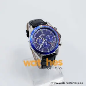 Festina Men’s Quartz Black Leather Strap Blue Dial 44mm Watch F20377/9