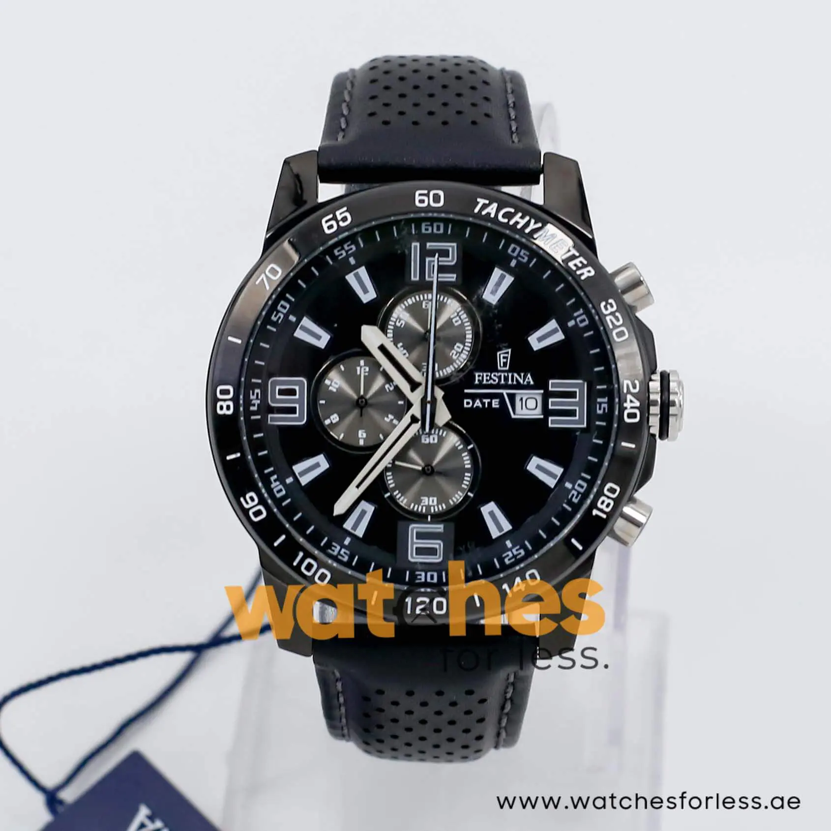 Festina Men’s Quartz Black Leather Strap Black Dial 45mm Watch F20339/2
