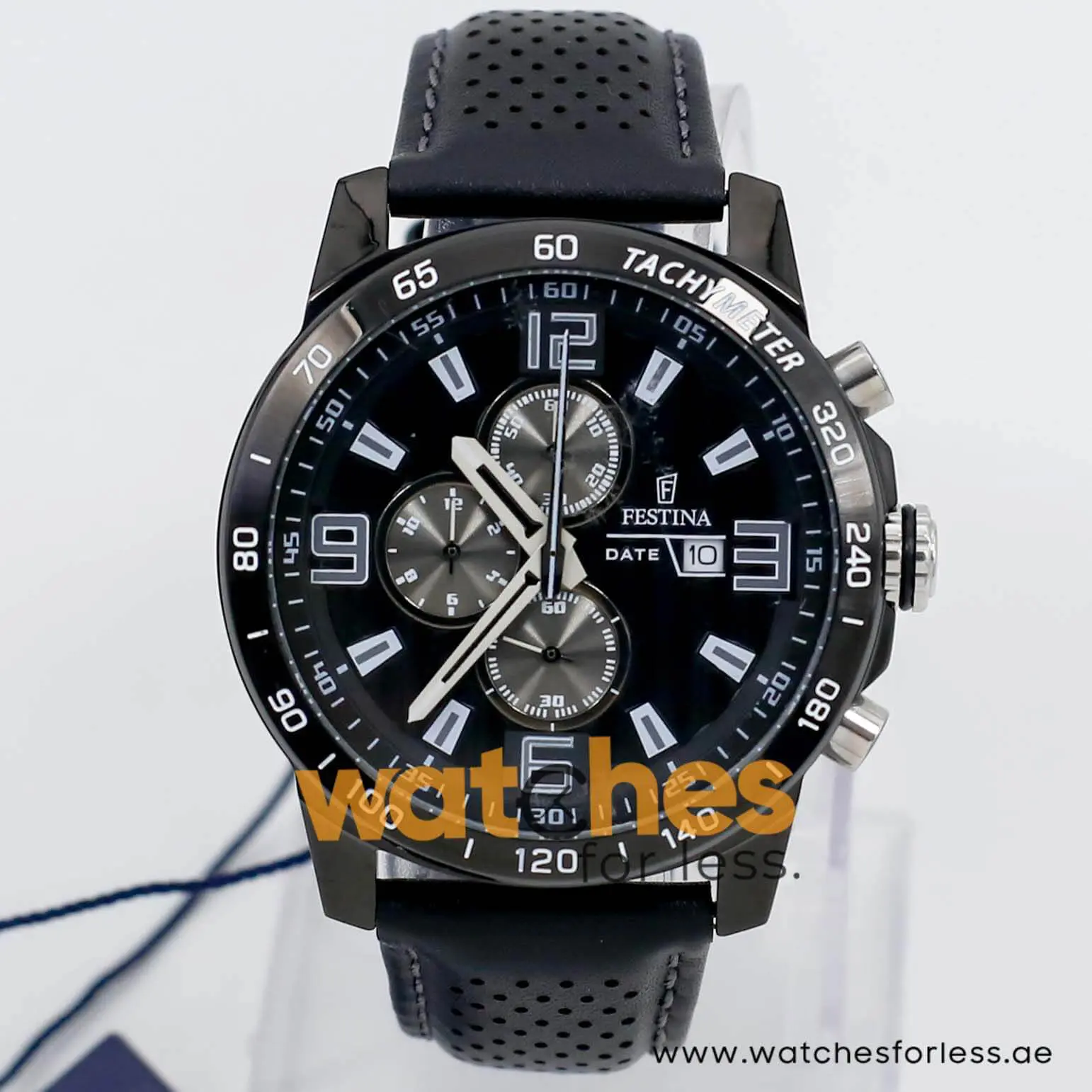 Festina Men’s Quartz Black Leather Strap Black Dial 45mm Watch F20339/2