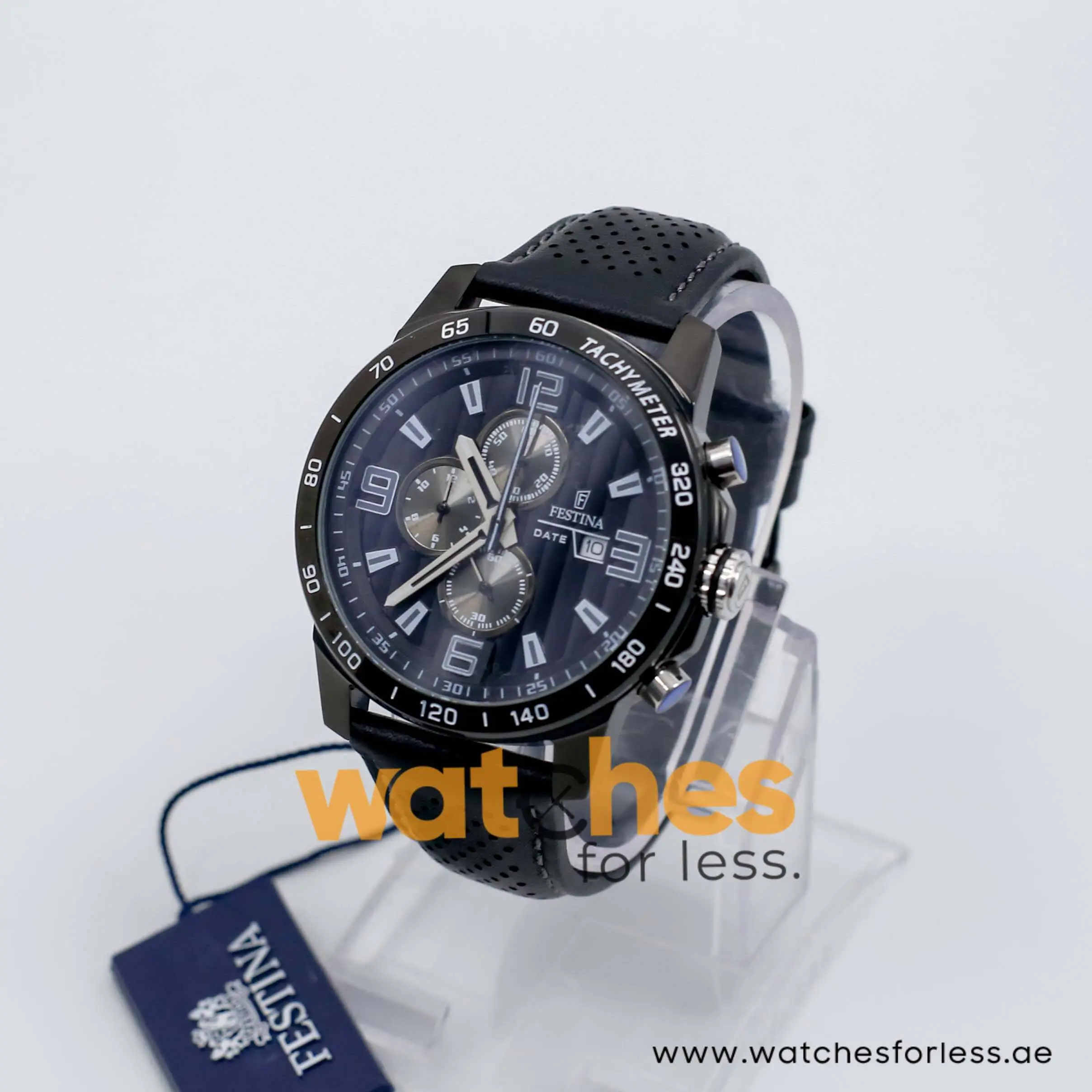 Festina Men’s Quartz Black Leather Strap Black Dial 45mm Watch F20339/2