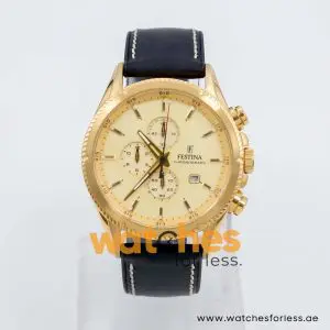 Festina Men’s Quartz Black Hybrid Strap Gold Dial 43mm Watch F20419