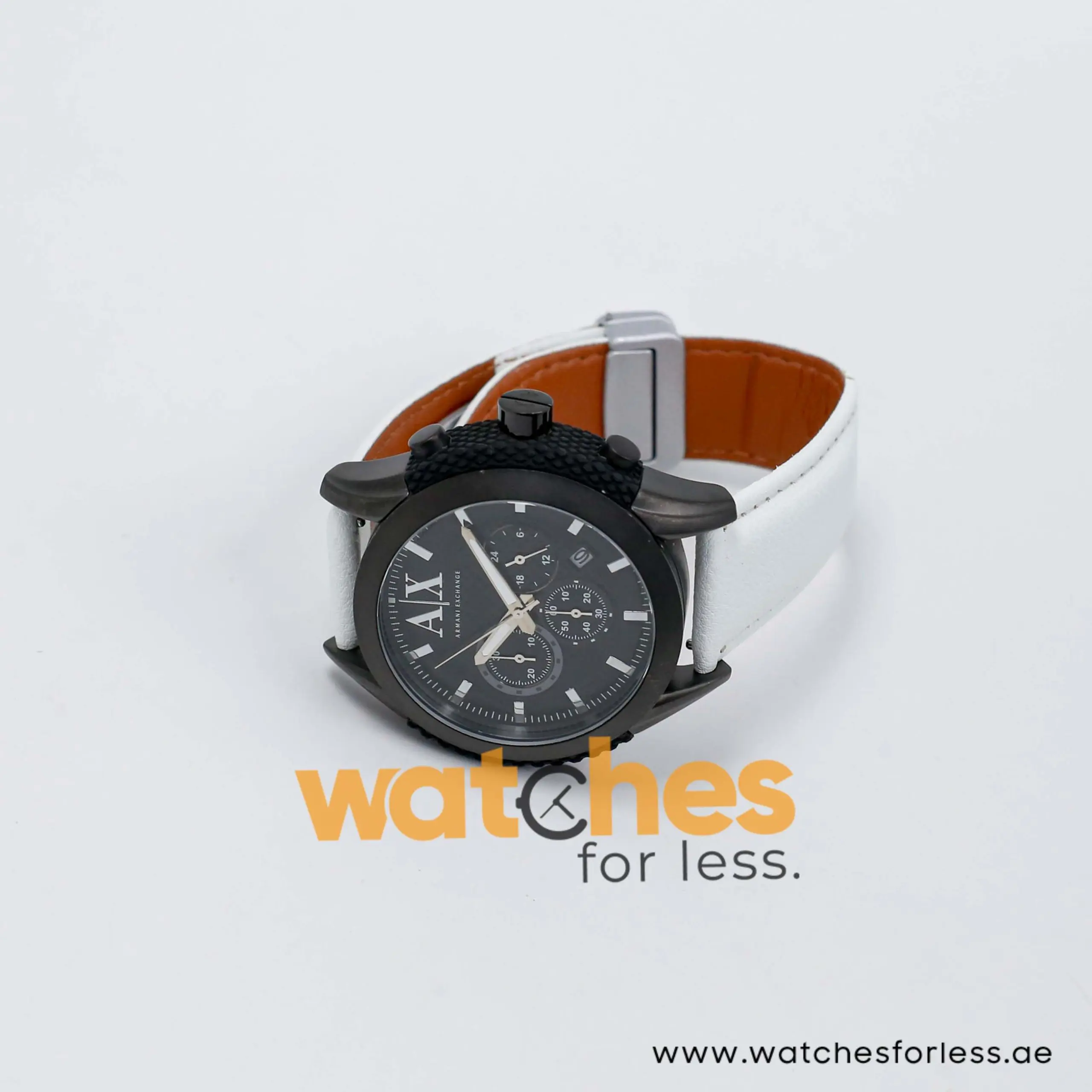 Armani Exchange Men’s Quartz White Leather Strap Black Dial 47mm Watch AX1223 UAE DUBAI AJMAN SHARJAH ABU DHABI RAS AL KHAIMA UMM UL QUWAIN ALAIN FUJAIRAH