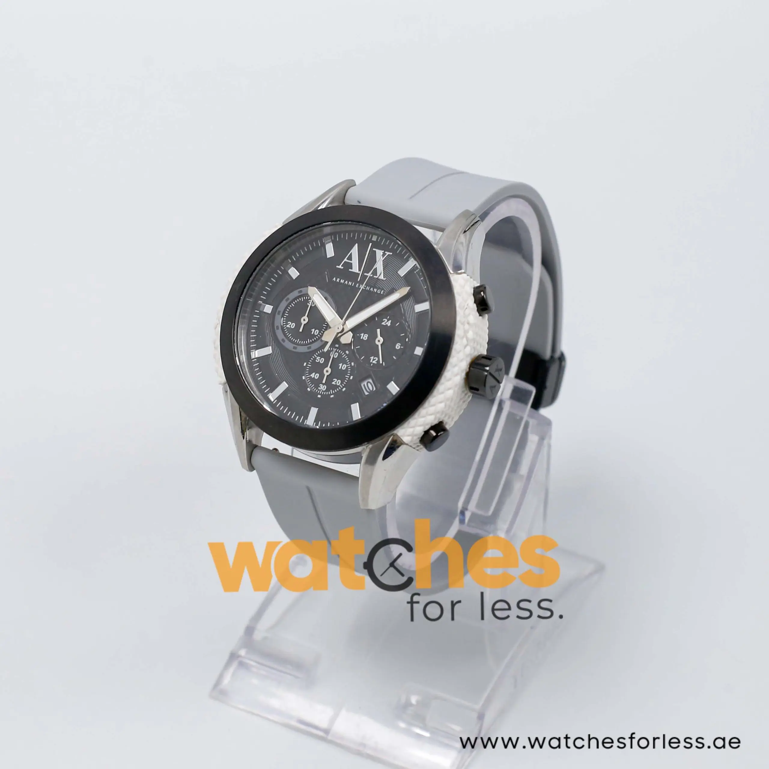 Armani Exchange Men’s Quartz Light Grey Silicone Strap Black Dial 47mm Watch AX1225/3 UAE DUBAI AJMAN SHARJAH ABU DHABI RAS AL KHAIMA UMM UL QUWAIN ALAIN FUJAIRAH
