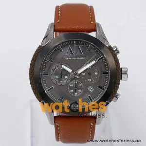 Armani Exchange Men’s Quartz Brown Leather Strap Grey Dial 47mm Watch AX1224 UAE DUBAI AJMAN SHARJAH ABU DHABI RAS AL KHAIMA UMM UL QUWAIN ALAIN FUJAIRAH