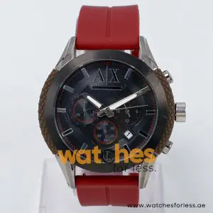 Armani Exchange Men’s Quartz Maroon Silicone Strap Black Dial 47mm Watch AX1224/3