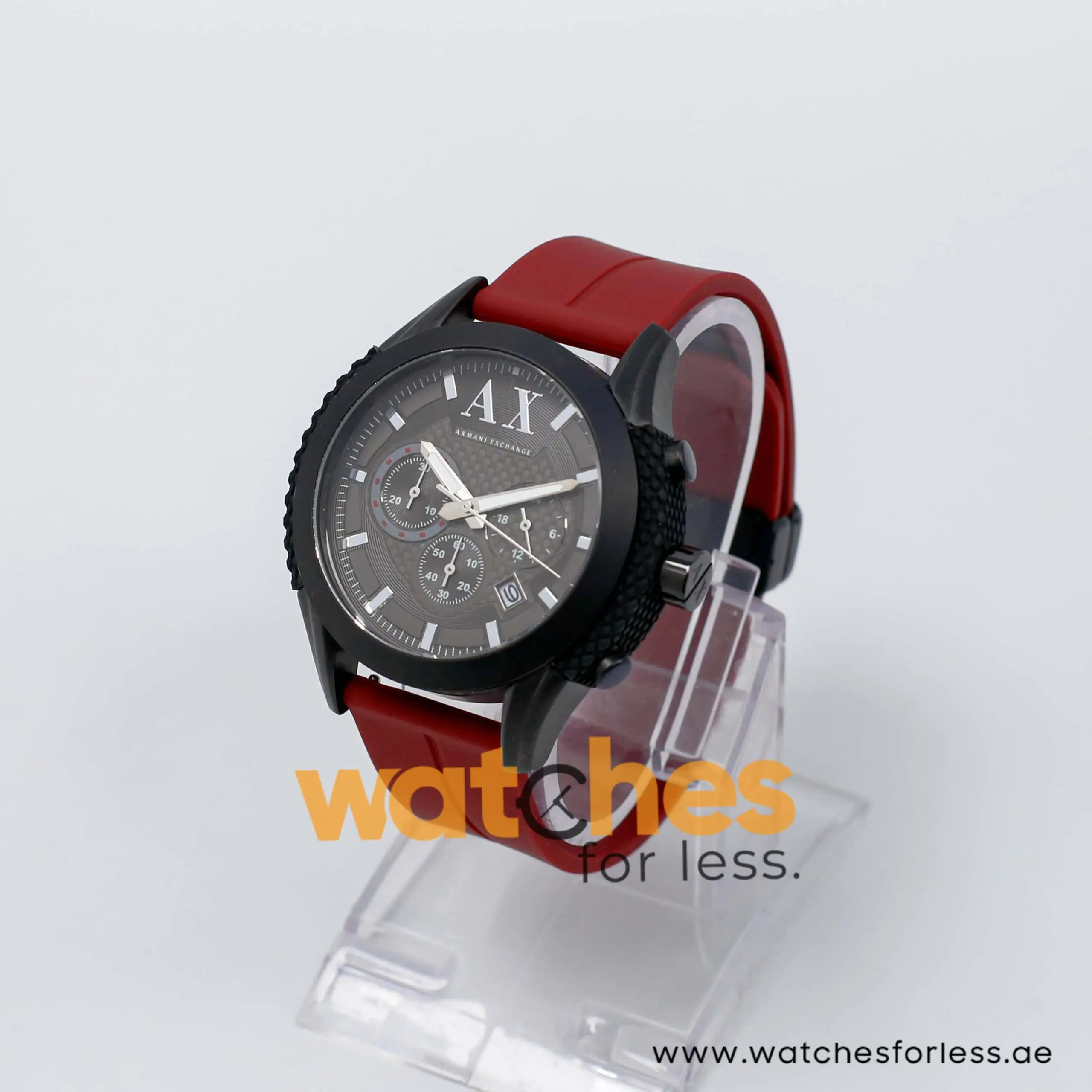 Armani Exchange Men’s Quartz Maroon Silicone Strap Grey Dial 47mm Watch AX1212/2