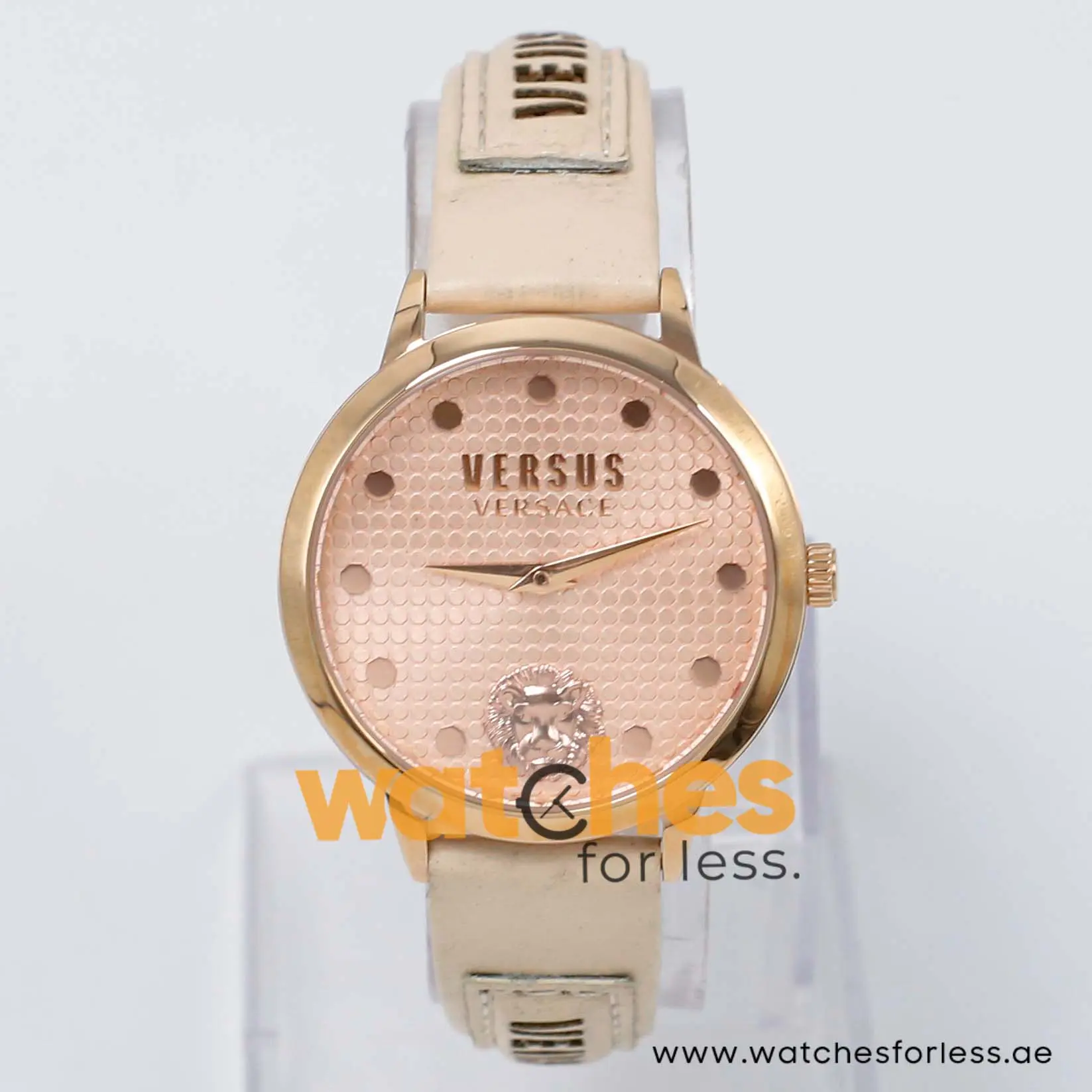 Versus by Versace Women’s Quartz Cream Leather Strap Rose Gold Dial 36mm Watch VSP021311