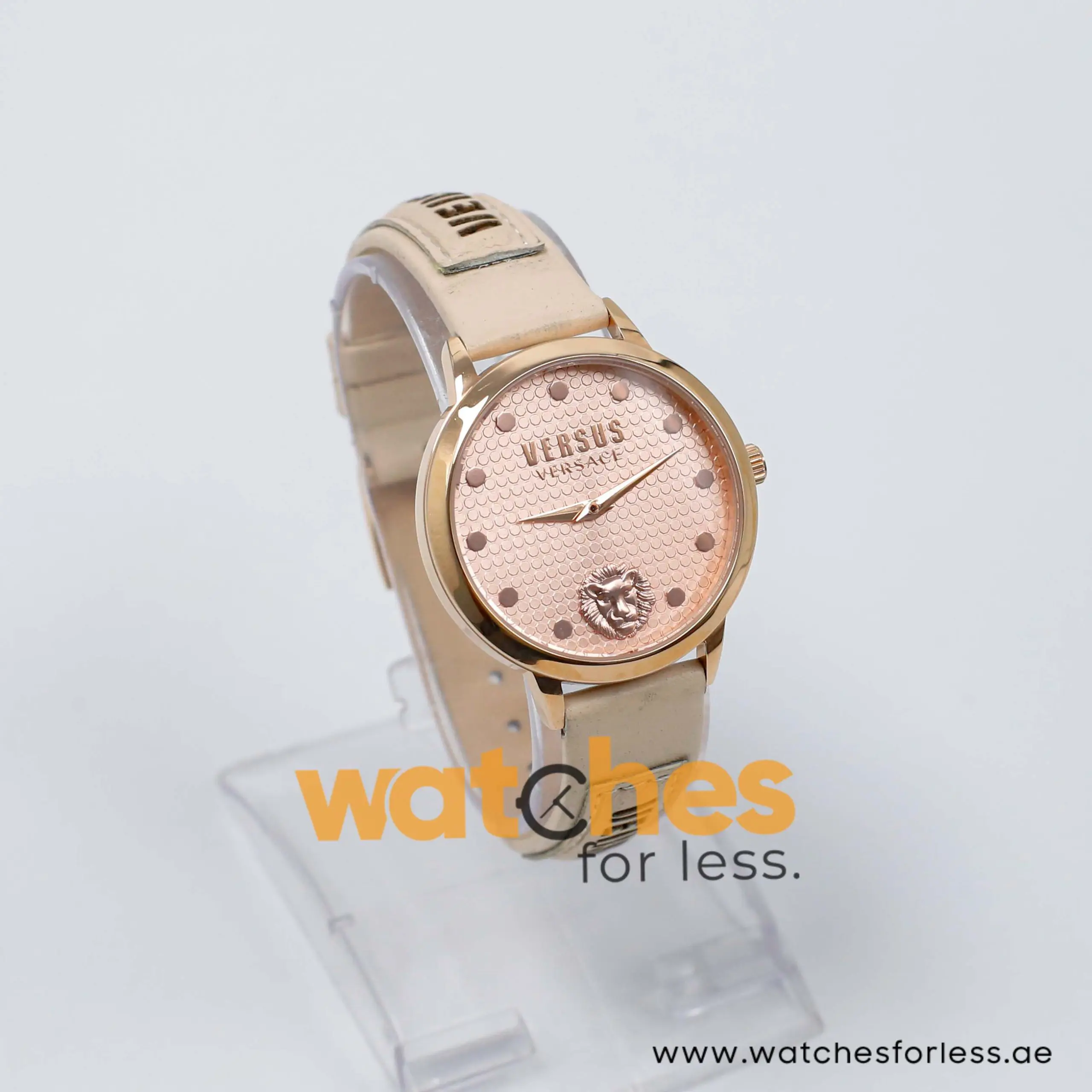 Versus by Versace Women’s Quartz Cream Leather Strap Rose Gold Dial 36mm Watch VSP021311