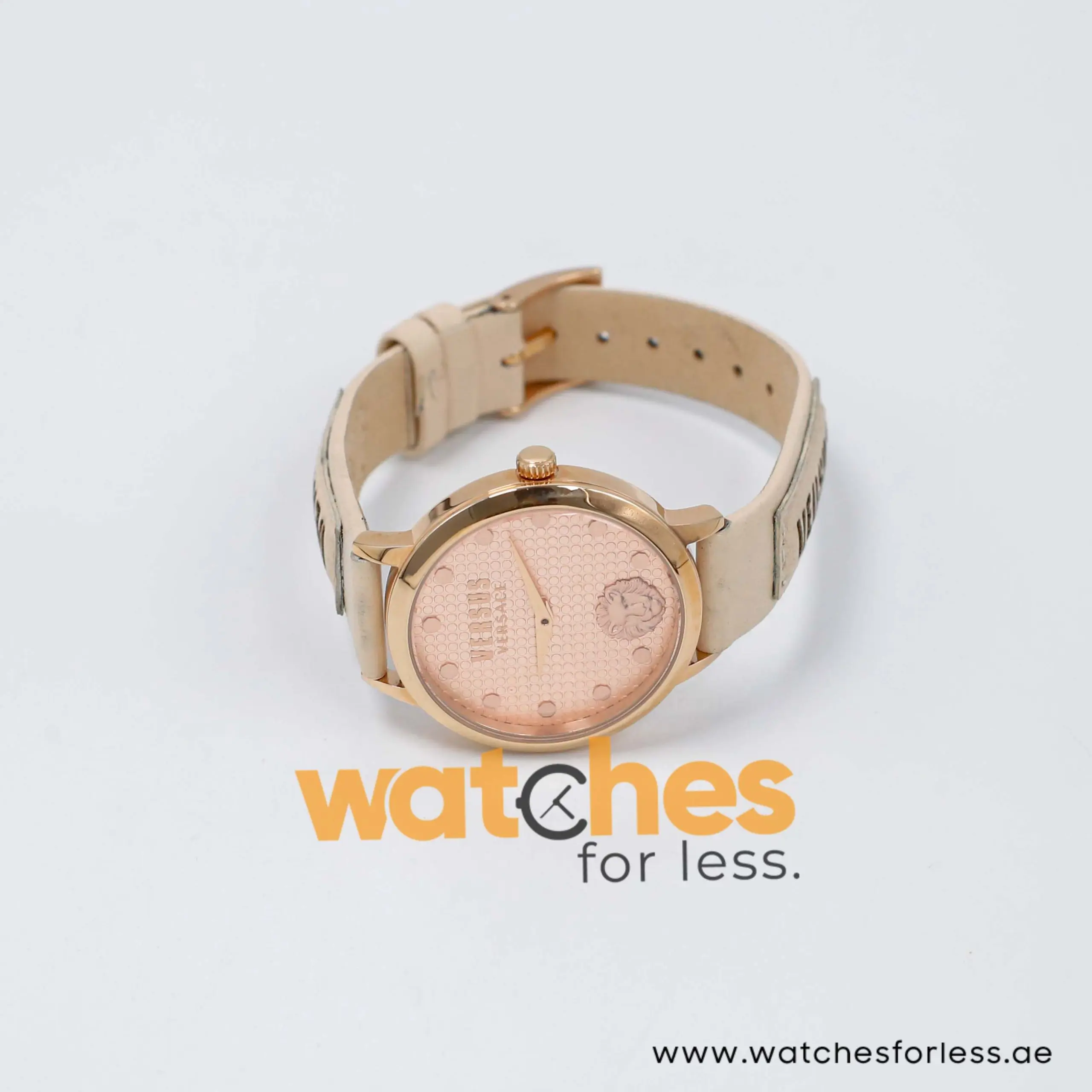 Versus by Versace Women’s Quartz Cream Leather Strap Rose Gold Dial 36mm Watch VSP021311 UAE DUBAI AJMAN SHARJAH ABU DHABI RAS AL KHAIMA UMM UL QUWAIN ALAIN FUJAIRAH