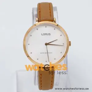 Lorus by Seiko Women’s Quartz Camel Brown Leather Strap White Dial 36mm Watch RG275PX8 UAE DUBAI AJMAN SHARJAH ABU DHABI RAS AL KHAIMA UMM UL QUWAIN ALAIN FUJAIRAH