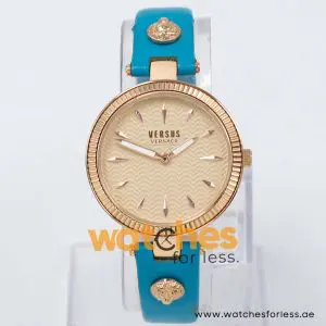 Versus by Versace Women’s Quartz Sea Green Leather Strap Rose Gold Dial 34mm VSP988132