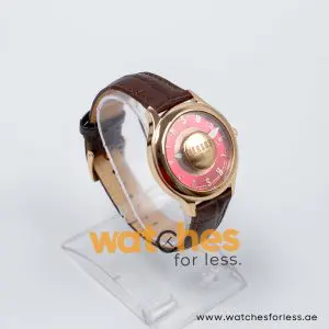 Versus by Versace Women’s Quartz Dark Brown Leather Strap Dark Pink Dial 39mm Watch VSP410319/1