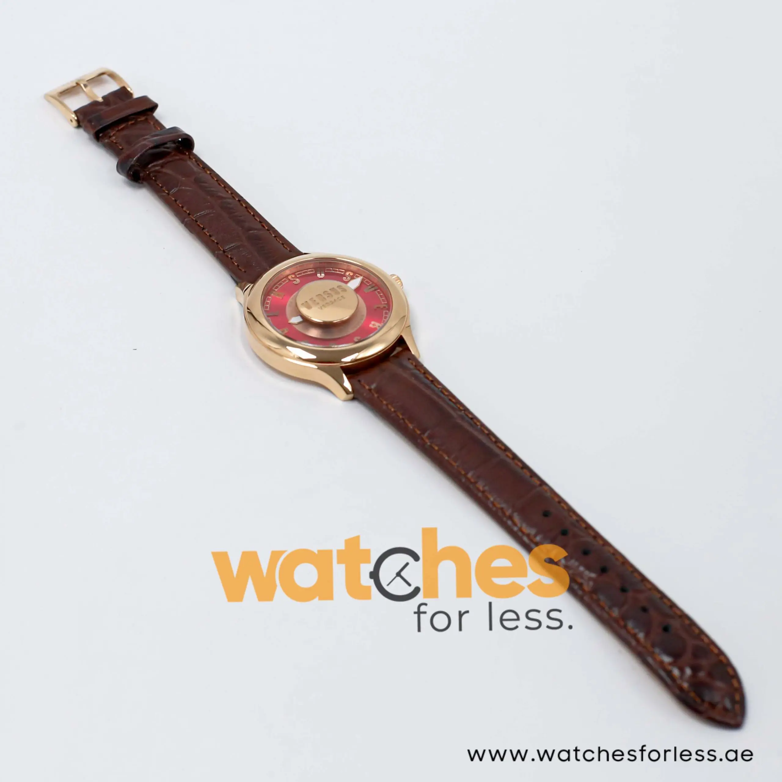 Versus by Versace Women’s Quartz Dark Brown Leather Strap Dark Pink Dial 39mm Watch VSP410319/1