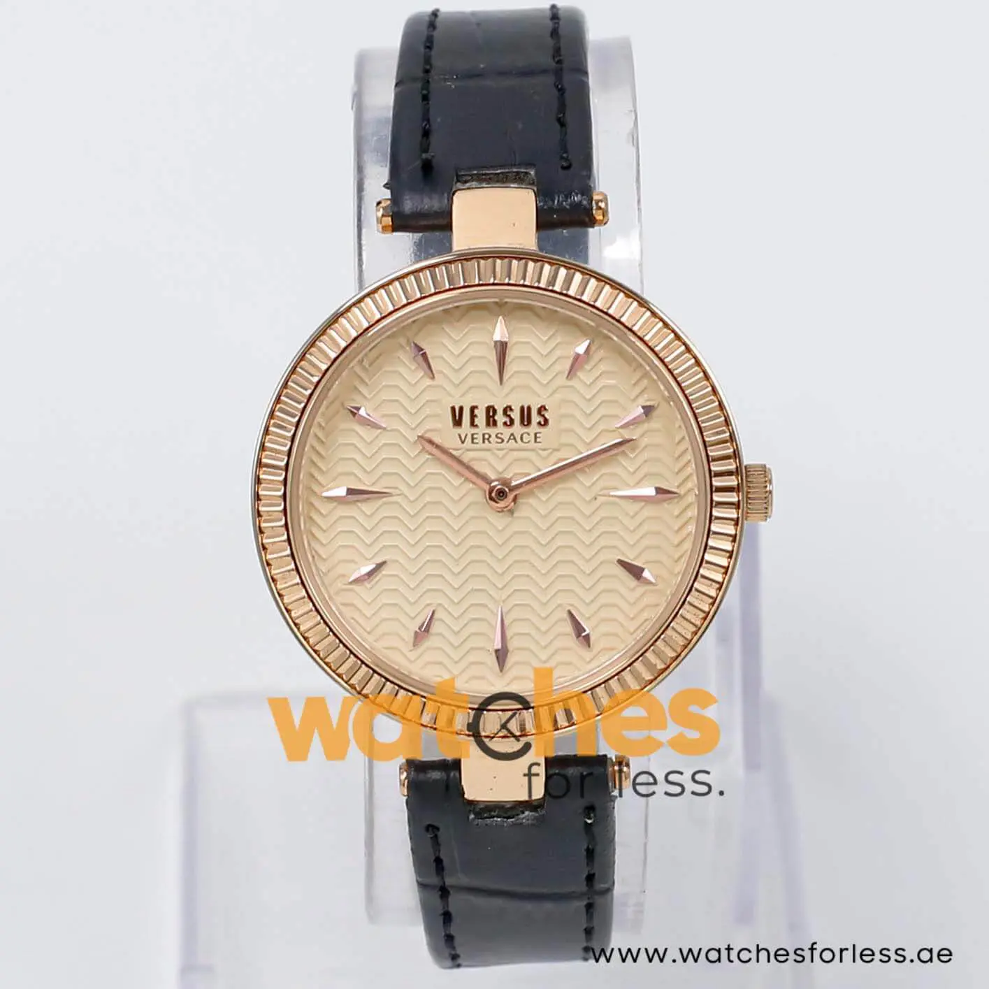Versus by Versace Women’s Quartz Black Leather Strap Rose Gold Dial 34mm Watch VSP430328 UAE DUBAI AJMAN SHARJAH ABU DHABI RAS AL KHAIMA UMM UL QUWAIN ALAIN FUJAIRAH