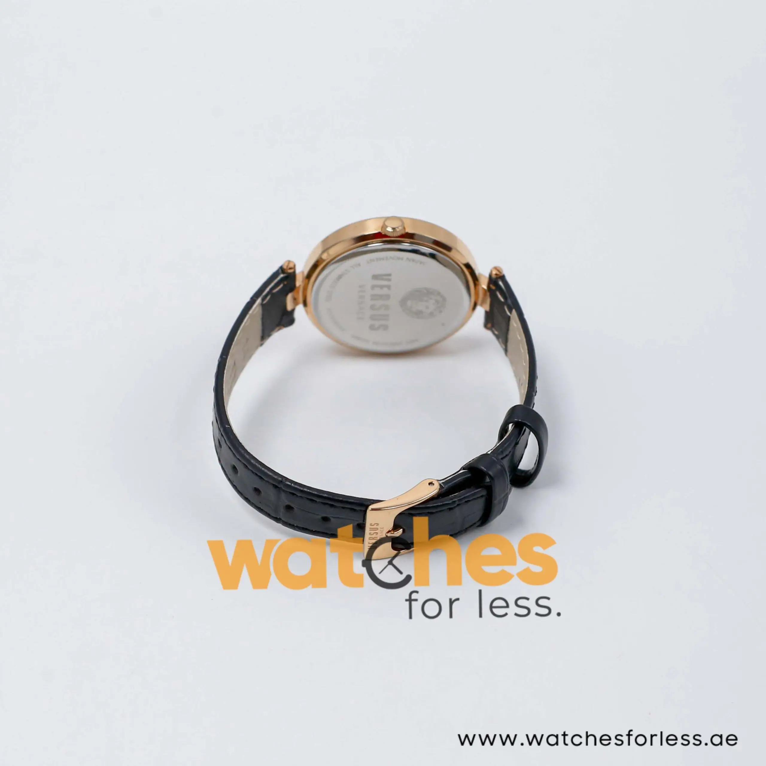 Versus by Versace Women’s Quartz Black Leather Strap Rose Gold Dial 34mm Watch VSP430328 UAE DUBAI AJMAN SHARJAH ABU DHABI RAS AL KHAIMA UMM UL QUWAIN ALAIN FUJAIRAH
