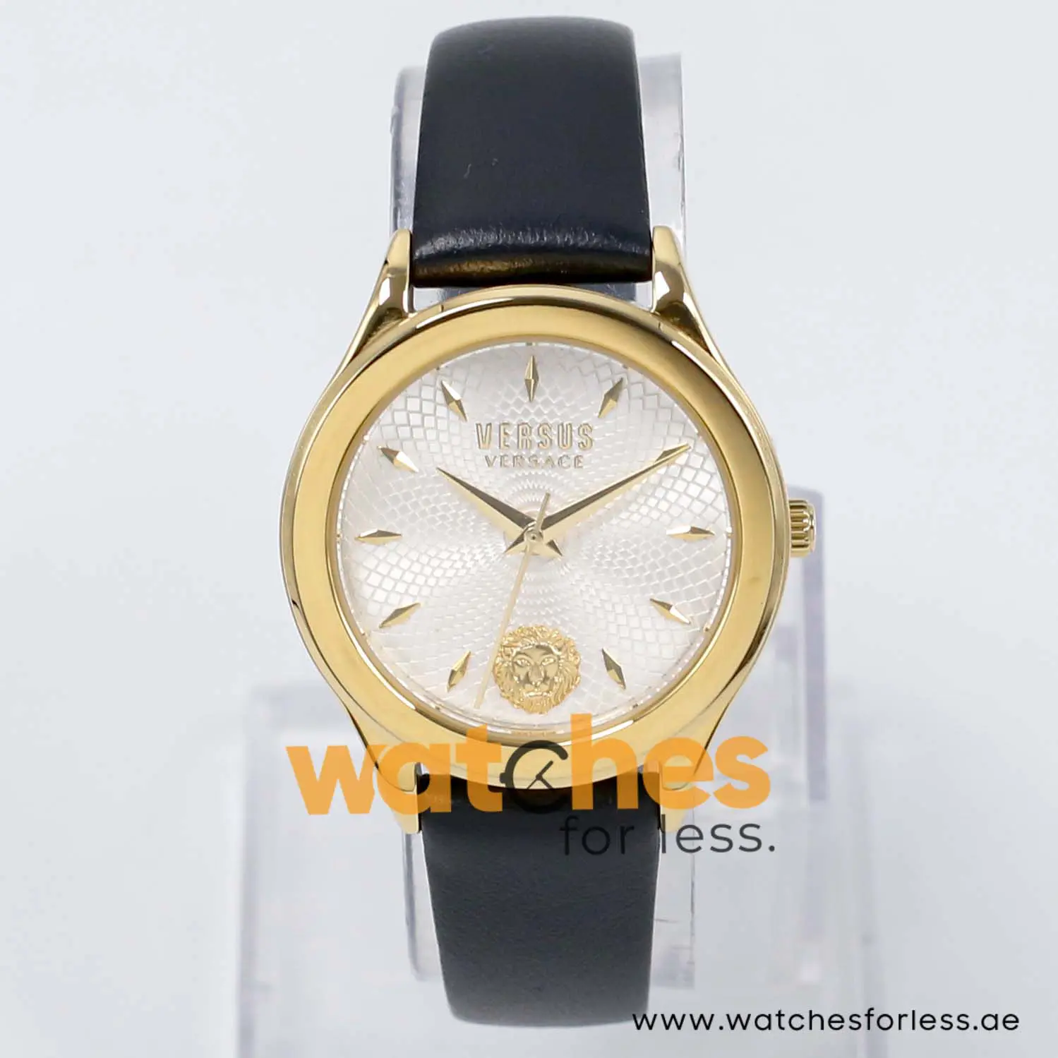 Versus by Versace Women’s Quartz Black Leather Strap Silver Sunray Dial 34mm Watch VSP411316