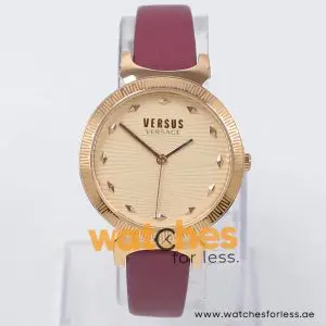 Versus by Versace Women’s Quartz Plum Leather Strap Rose Gold Dial 35mm Watch VSPEO0419 UAE DUBAI AJMAN SHARJAH ABU DHABI RAS AL KHAIMA UMM UL QUWAIN ALAIN FUJAIRAH