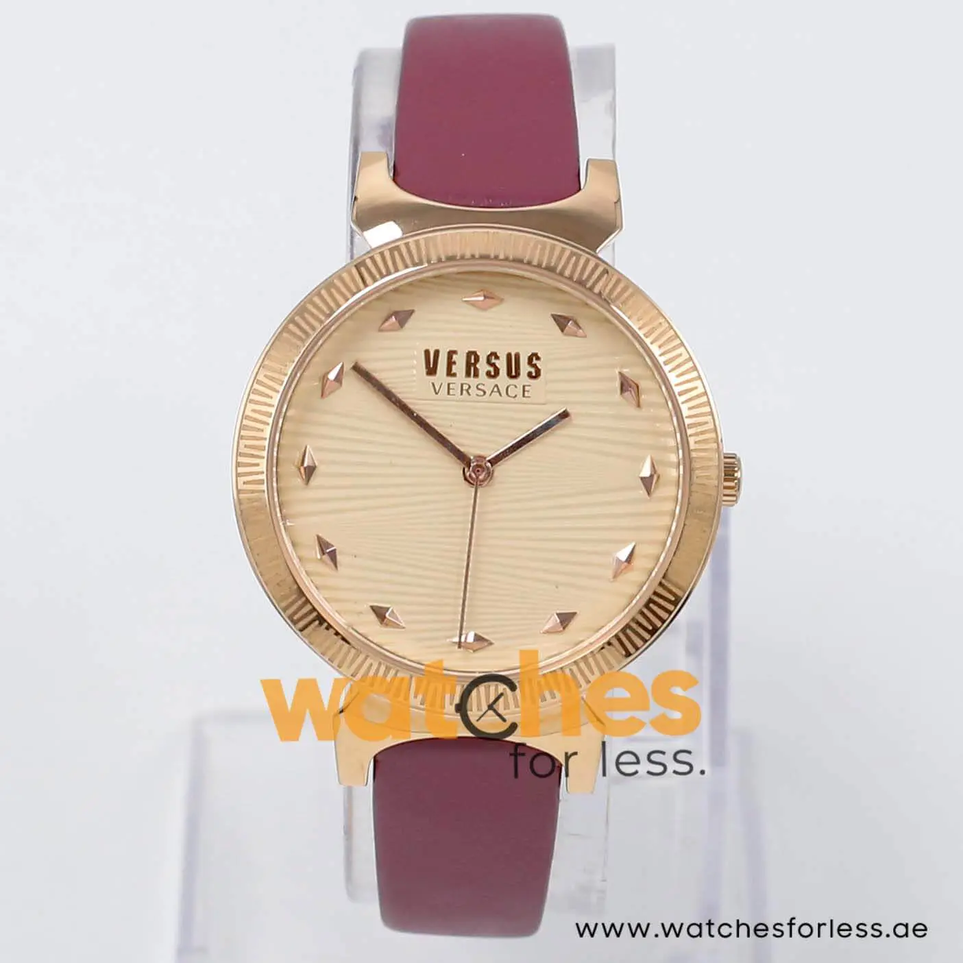 Versus by Versace Women’s Quartz Plum Leather Strap Rose Gold Dial 35mm Watch VSPEO0419 UAE DUBAI AJMAN SHARJAH ABU DHABI RAS AL KHAIMA UMM UL QUWAIN ALAIN FUJAIRAH