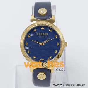 Versus by Versace Women’s Quartz Navy Blue Leather Strap Navy Blue Dial 35mm Watch VSP430329
