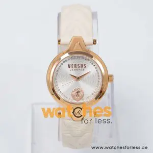 Versus by Versace Women’s Quartz Off-White Leather Strap Silver Dial 30mm Watch VSP021320 UAE DUBAI AJMAN SHARJAH ABU DHABI RAS AL KHAIMA UMM UL QUWAIN ALAIN FUJAIRAH