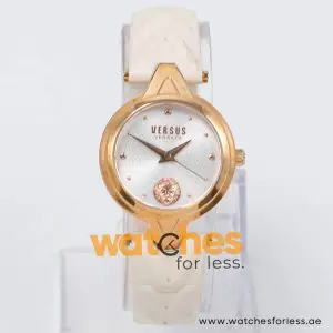 Versus by Versace Women’s Quartz Off-White Leather Strap Silver Dial 28mm Watch VSP489632