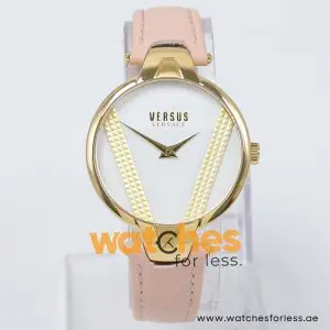 Versus by Versace Women’s Quartz Peach Leather Strap White Dial 36mm Watch VSPER0219