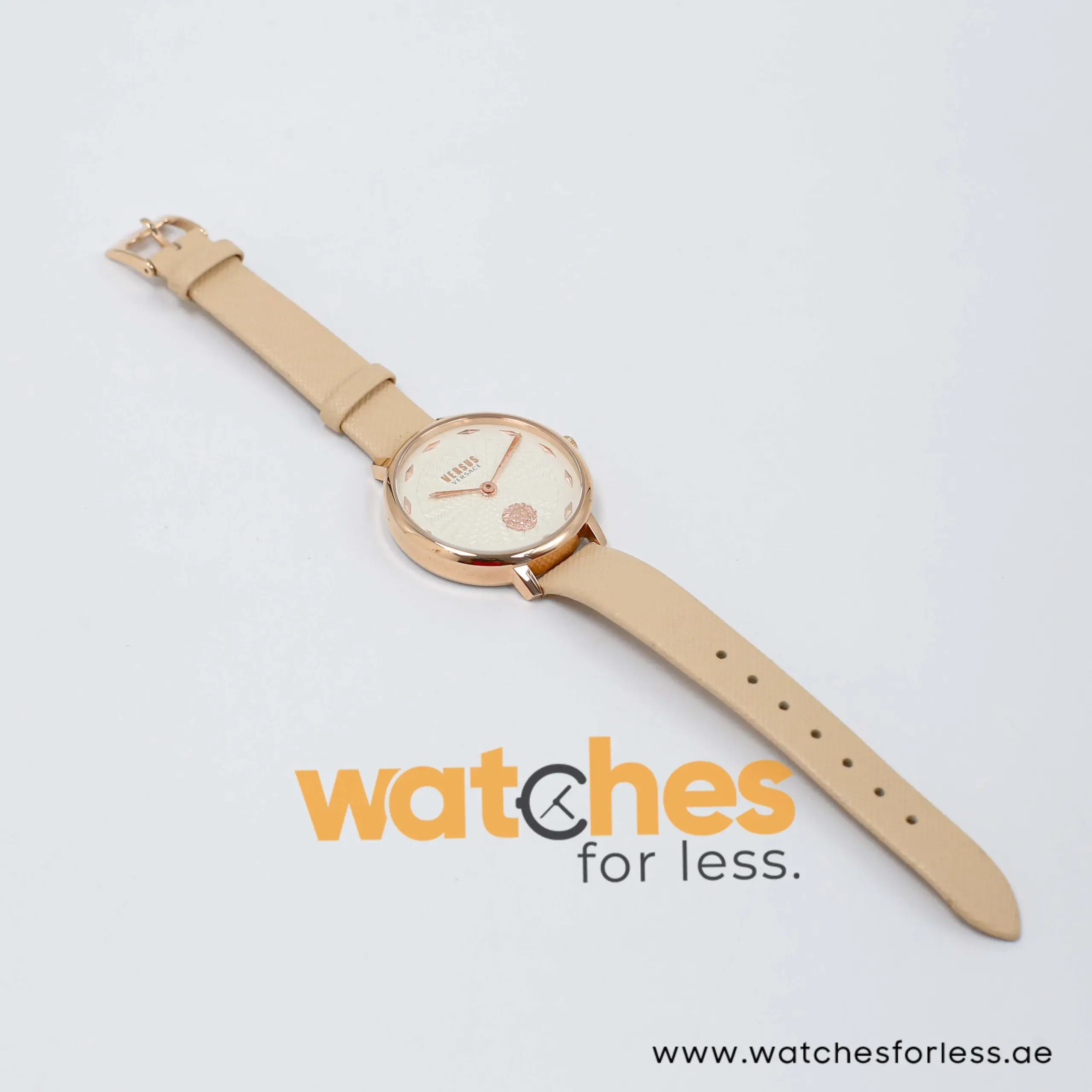 Versus by Versace Women’s Quartz Beige Leather Strap White Dial 36mm Watch VSP1S0619