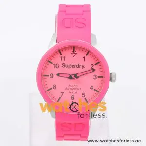 Superdry Women’s Quartz Pink Silicone Chain Pink Dial 39mm Watch SYL120P
