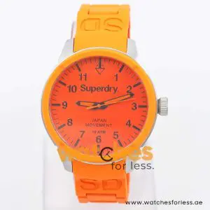 Superdry Unisex Quartz Orange Silicone Chain Orange Dial 44mm Watch SYG1090