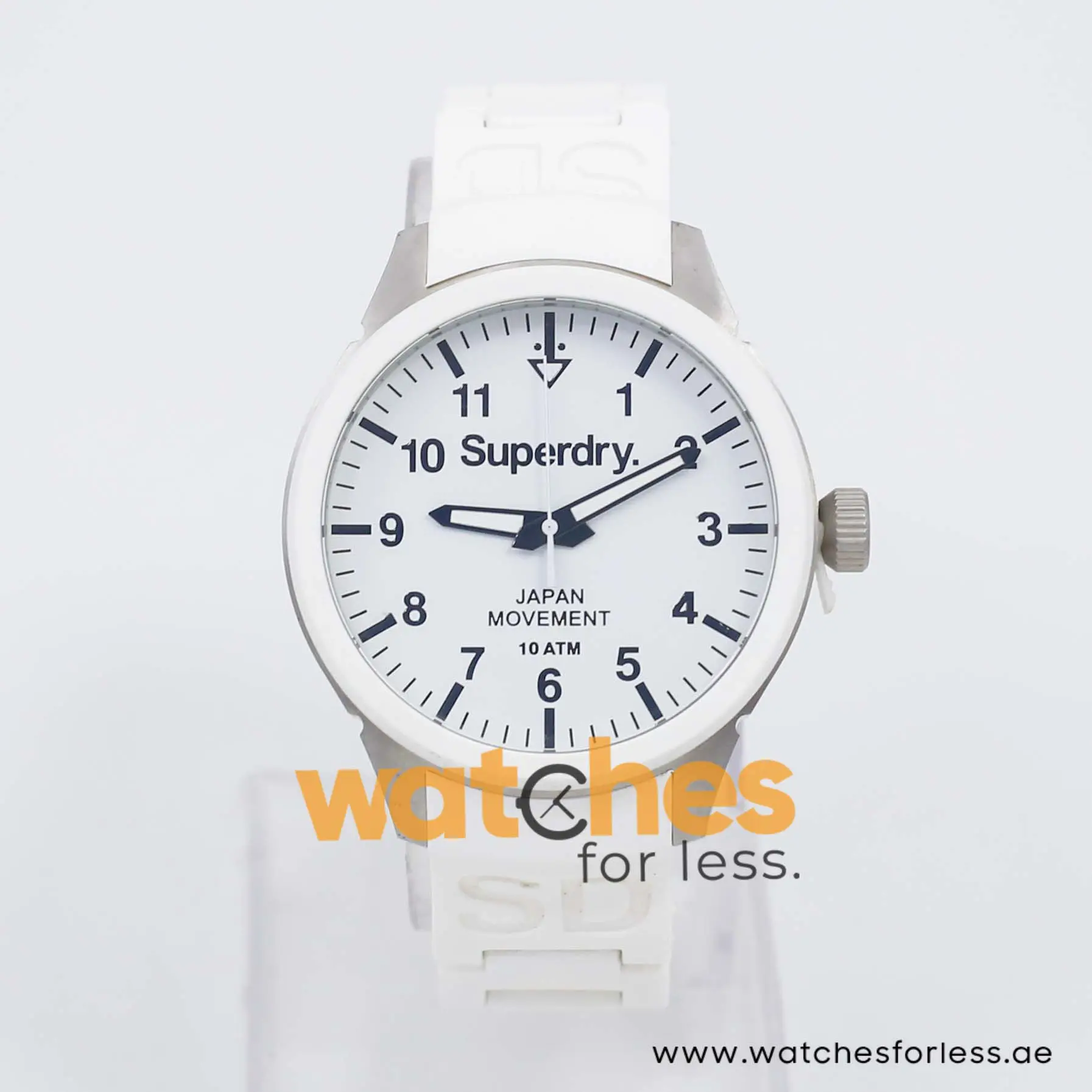 Superdry Unisex Quartz White Silicone Chain White Dial 44mm Watch SYG109W