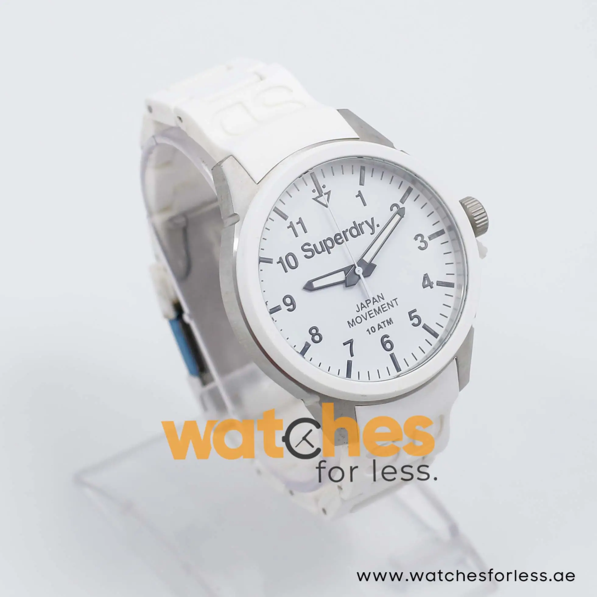 Superdry Unisex Quartz White Silicone Chain White Dial 44mm Watch SYG109W