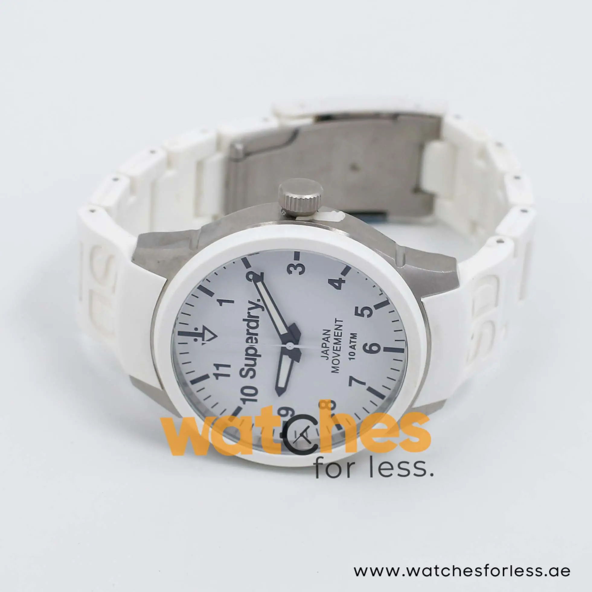 Superdry Unisex Quartz White Silicone Chain White Dial 44mm Watch SYG109W