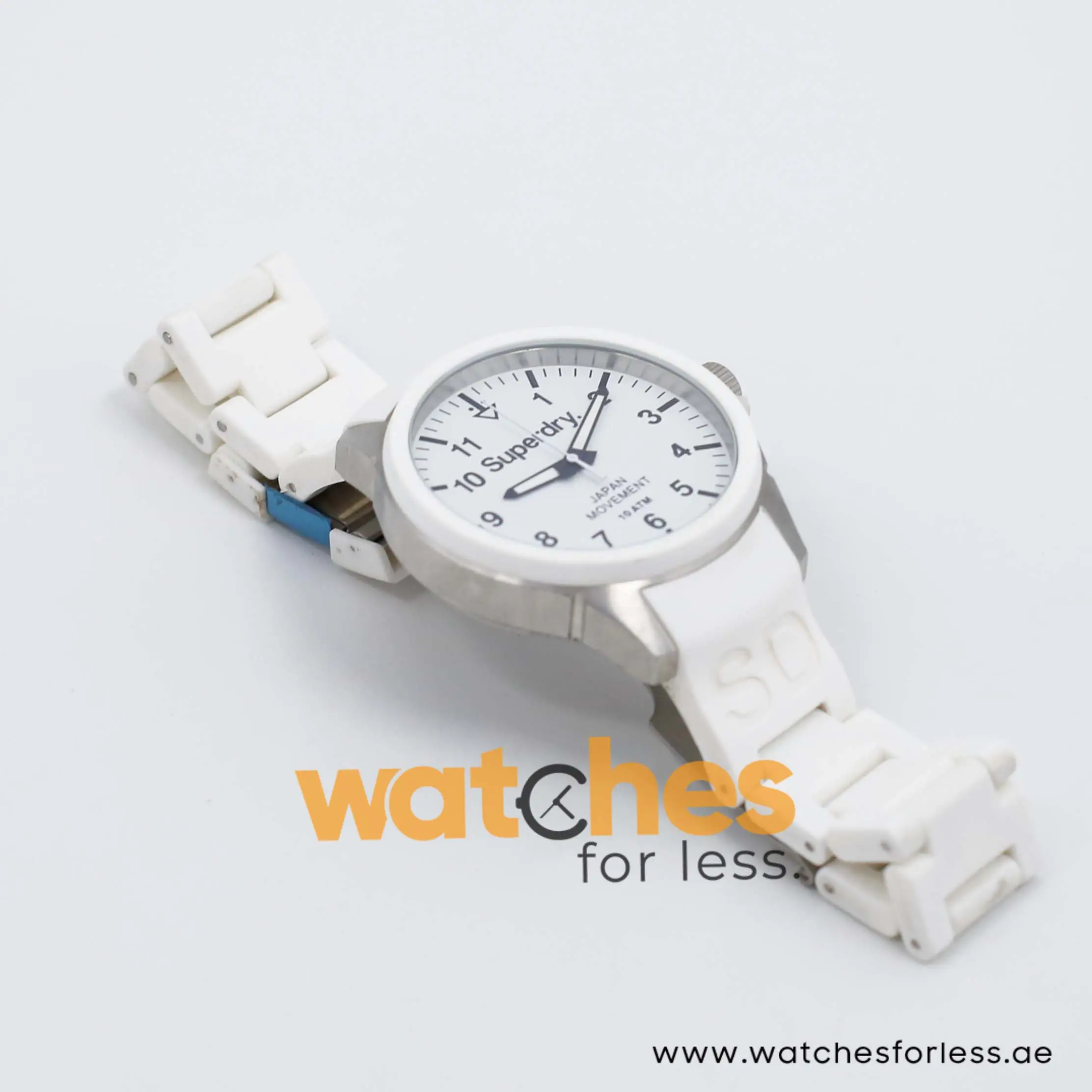 Superdry Unisex Quartz White Silicone Chain White Dial 44mm Watch SYG109W