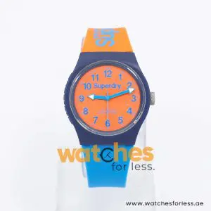 Superdry Kid’s Quartz Orange & Blue Silicone Strap Orange Dial 38mm Watch SYG164MO