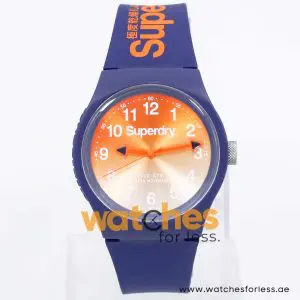 Superdry Unisex Quartz Blue Silicone Strap Orange Dial 38mm Watch SYG198UO