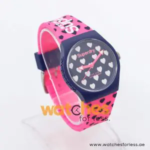 Superdry Unisex Quartz Pink Silicone Strap Blue Dial 38mm Watch SYL168UP