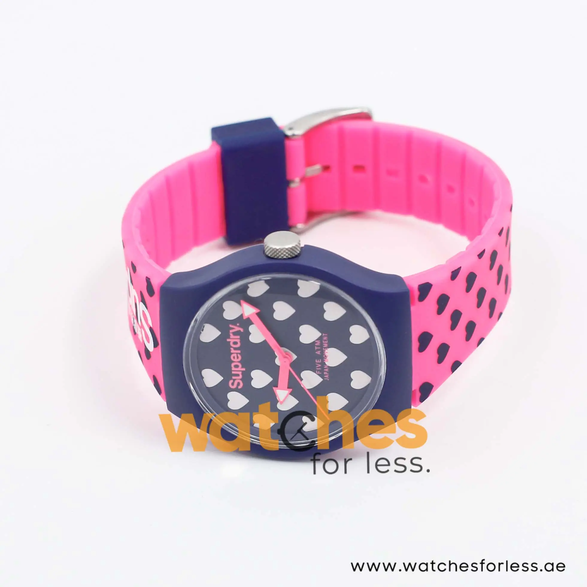 Superdry Unisex Quartz Pink Silicone Strap Blue Dial 38mm Watch SYL168UP