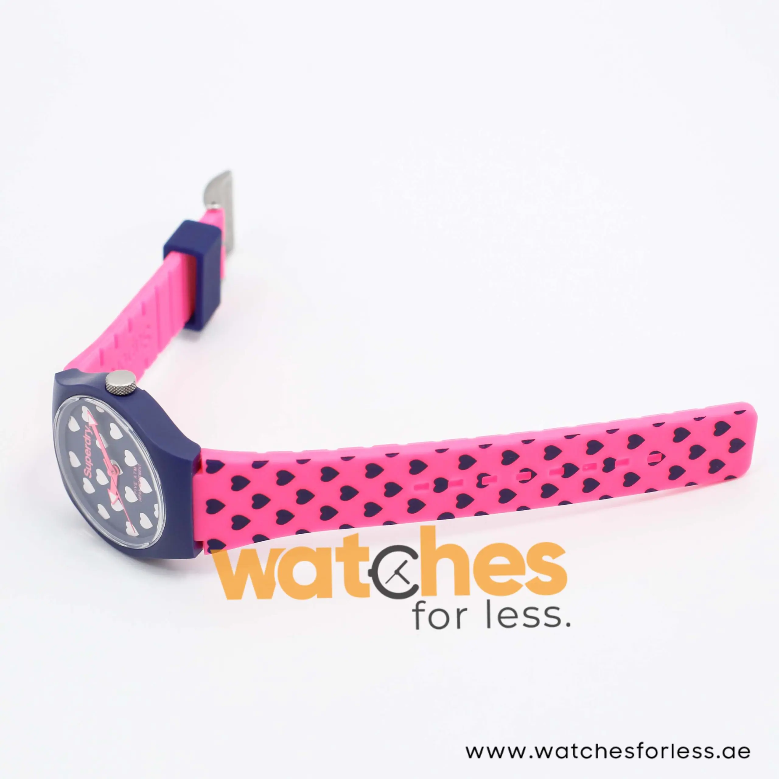 Superdry Unisex Quartz Pink Silicone Strap Blue Dial 38mm Watch SYL168UP