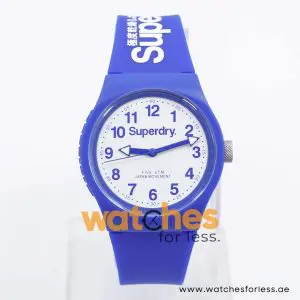 Superdry Unisex Quartz Blue Silicone Strap White Dial 38mm Watch SYG164U