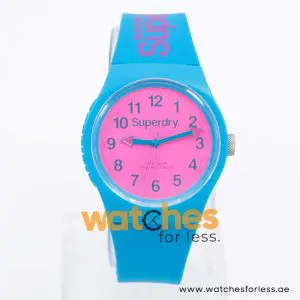 Superdry Unisex Quartz Blue Silicone Strap Pink Dial 38mm Watch SYG164AUP UAE DUBAI AJMAN SHARJAH ABU DHABI RAS AL KHAIMA UMM UL QUWAIN ALAIN FUJAIRAH