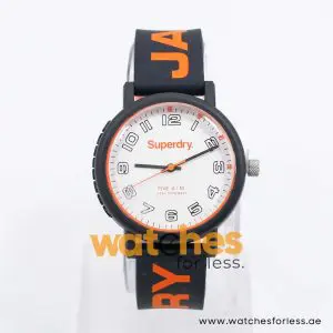 Superdry Unisex Quartz Black Silicone Strap White Dial 39mm Watch SYG196OB