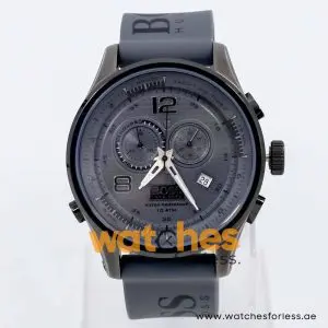 Hugo Boss Men’s Quartz Grey Silicone Strap Grey Dial 45mm Watch 1512800/1