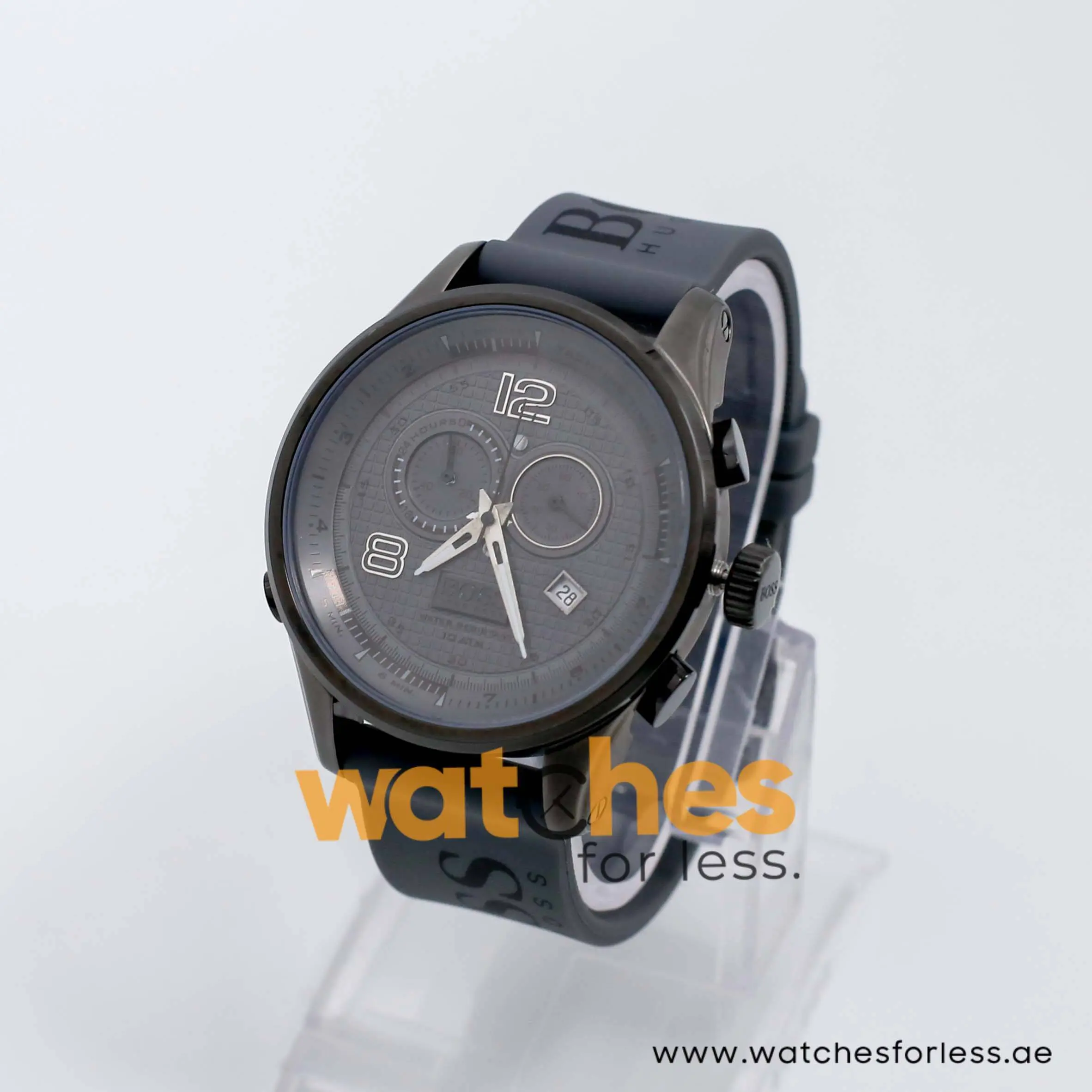 Hugo Boss Men’s Quartz Grey Silicone Strap Grey Dial 45mm Watch 1512800/1
