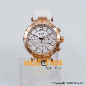 Hugo Boss Women’s Quartz White Silicone Strap Mother Of Pearl Dial 40mm Watch 1502315